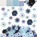 Giegxin DIY Graduation Cap Decorations Kit - 160 Mini Faux Flower Heads & 6 Pearl Rhinestone Stickers, Artificial Fabric Flowers for DIY Grad Hat Topper, Wedding Garland & Crafts(Blue Series)