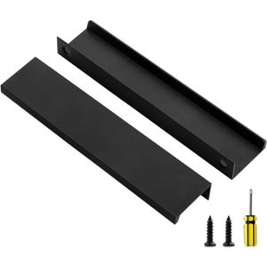 Ravinte 3 Pack Finger Pulls for Cabinets 150mm/5.9" Length Black Edge Pulls Matte Black Finger Cabinet Concealed Handles for Kitchen Drawer Tab Handle