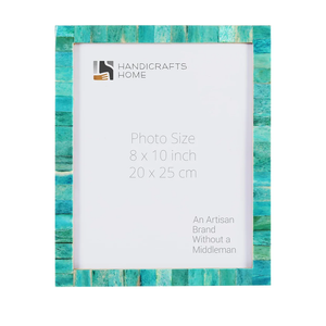 Handicrafts Home 8 by 10 Green Picture Frame – Handmade Rustic Photo Frame for Modern Farmhouse Decor, Wall & Shelf Decor, Bone inlay Frames for Vintage Home Aesthetic, Neutral Living Room Wall Art