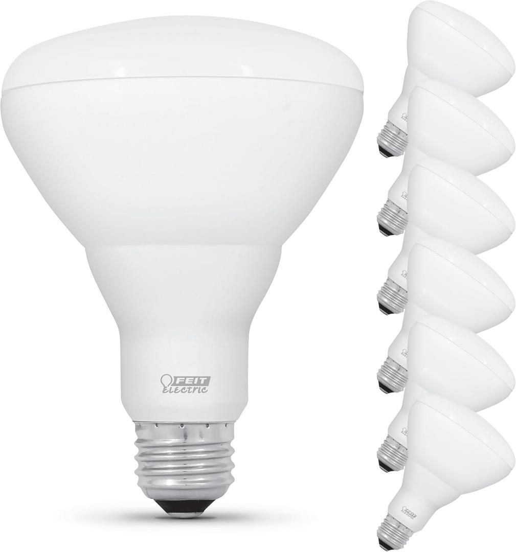 Feit Electric Enhance BR30 LED Light Bulb, 65W Eq, Soft White, 7 Pack Dimmable, 650 Lumens, E26 Base, 2700K, 90+ CRI, Ideal for Security Lights, Landscape Lighting, Recessed Cans & Track Lighting