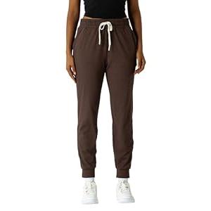 Women's Moisture Wicking Jogger Pants for Fitness, Drawstring Waist, Side Pockets, Soft Breathable for Running, Casual Sports, Brown Small