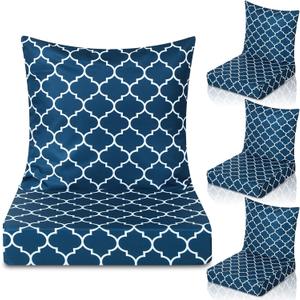 Hoteam 4 Set Outdoor Chair Patio Cushions 20 x 20 Inch Deep Seat Waterproof Chair Cushions for Patio Furniture Set Replacement Removable Seat and Back (Lantern)