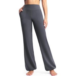 POSHDIVAH Women's Creamluxe Elastic Bottoms Straight Leg Sweatpants High Waisted Yoga Athletic Joggers with Pockets (Gray, M)