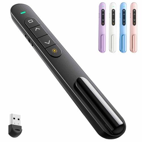 QUI Presentation Clicker for PowerPoint, RF 2.4GHz USB Wireless Presenter Remote with Volume Control, PowerPoint Clicker Slide Advancer for Mac, Windows, Laptop, Keynote