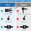 Plustool 3 Pack Matte Black Door Handles, Keyless Interior Door Knobs, Privacy Door Lever Locksets for Bedroom Bathroom, Heavy Duty Square Door Lock, Reversible for Left&Right Handled Doors