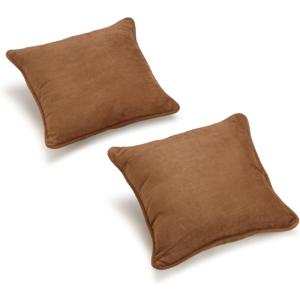 Blazing Needles, L.P. Corded Microsuede Throw Pillow, 18" x 18", Saddle Brown, Count of 2