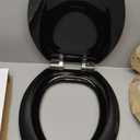 Angel Shield Toilet Seat with Zinc Alloy Hinges Quiet-Close Quick-Release Wood Molded UV Lid Easy Clean(Elongated,Black)