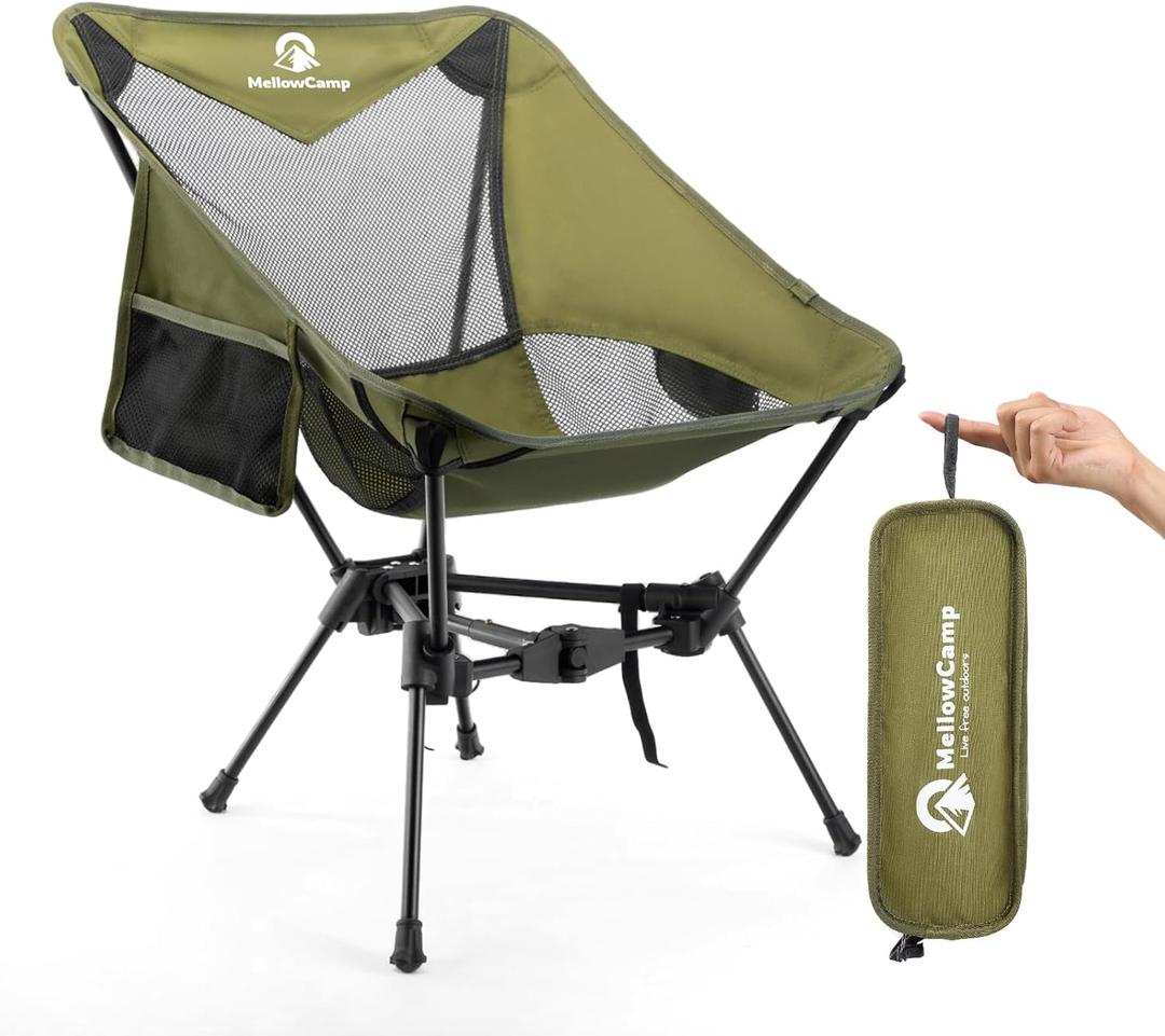 MellowCamp Portable Camping Chair with Cup Holder & Side Pocket 2.7lbs Lightweight Folding Chair 330lbs Capacity for Beach, Hiking, Camping, Backpacking, Roadtrip (Forest Green) MellowCamp Portable Camping Chair with Cup Holder & Side Pocket 2.7lbs Lightweight Folding Chair 330lbs Capacity for Beach, Hiking, Camping, Backpacking, Roadtrip (Forest Green)