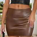 VividMosaic Women's Y2K Black Leather Mini Skirt High Waisted Side Zipper Stretchy Faux PU Bodycon Short Skirts (S)