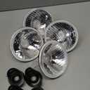 H5006 H5001 5.75 Inch Glass Round LED Headlight Housing + H4/9003 High Low Dual Beam Light Bulbs,Sealed Beam Style,Original Classic Look