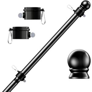 PHITRIC Flag Pole, Tangle Free Spinning Stainless Steel Rustproof Flagpole for 3x5 Sports Fan Outdoor Flags for Outside House (Black, 5FT, Without Bracket)
