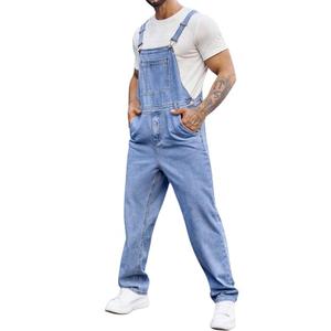 Runcati Men's Denim Bib Overall Jean Romper Trousers Adjustable Strap Workwear Jumpsuit, M
