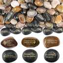 Yuntau 60 Pcs Memorial Stone 1.97 Inch Celebration of Life Favor Inspirational River Rock Engraved in Loving Memory Funeral Favor Decoration for Memorial Day Gift (Deep Color,Classic Style)