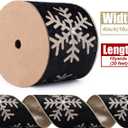4 Inch Black Velvet Wired Ribbon 10 Yards Snowflake Metallic Crushed Velvet Christmas Ribbon for Gift Wrapping Christmas Tree Decoration Crafts Wreaths Supplies-Continuous (Black, 4"-10 Yard)