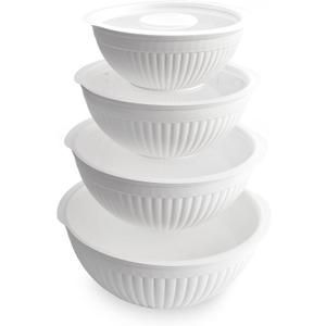 Nordic Ware Prep and Serve Mixing Bowls Set, 8-Piece, Glacier White