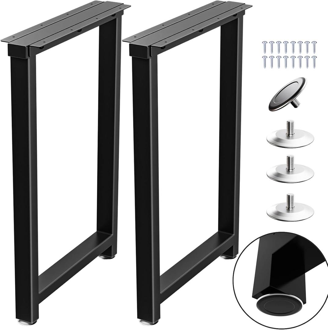 TOCRETOARE Metal Table Legs Heavy Duty, 28H x 18W, Metal Furniture Legs for Dining Desk Bench and Coffee Table, Industrial Black DIY Iron Bench Legs, Set of 2