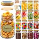 16pack Mason Jars 16oz with Airtight Woodgrain Lids and Bands, Pint Canning Jars, Clear Glass Jars for Canning, Pickling, Meal Prep, Jam, Honey, Shower/Wedding Favors, Labels & Brush & Twine Included