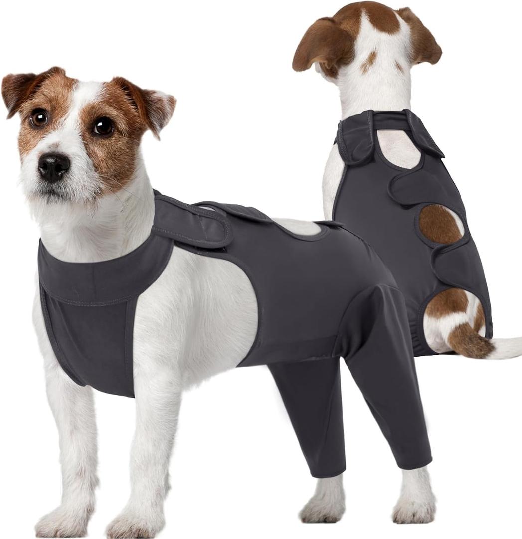 Kuoser Dog Surgery Recovery Suit, Thigh Wound Protective Sleeve for Dogs, Dog Recovery Sleeve for Female Male Dogs, Pet Surgical Suit for Spay Neuter, Dog Onesie After Surgery, Gray M (M (Prioritize CHEST GIRTH:20.1-23.6''))