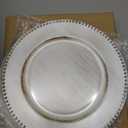 REWOMC 50 Pcs Vintage White Charger Plates Bulk, 13" Round Beaded Chargers