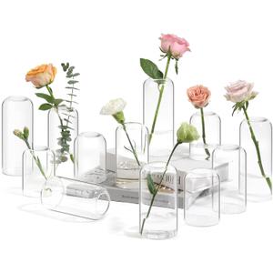 ComSaf Small Flower Vase Set of 12, Glass Bud Vases in Bulk, Clear Vases for Flower, Decor Centerpiece for Bathroom, Decorative Vases for House Warming, Valentines' Day, Mother's Day, Thanksgiving Day