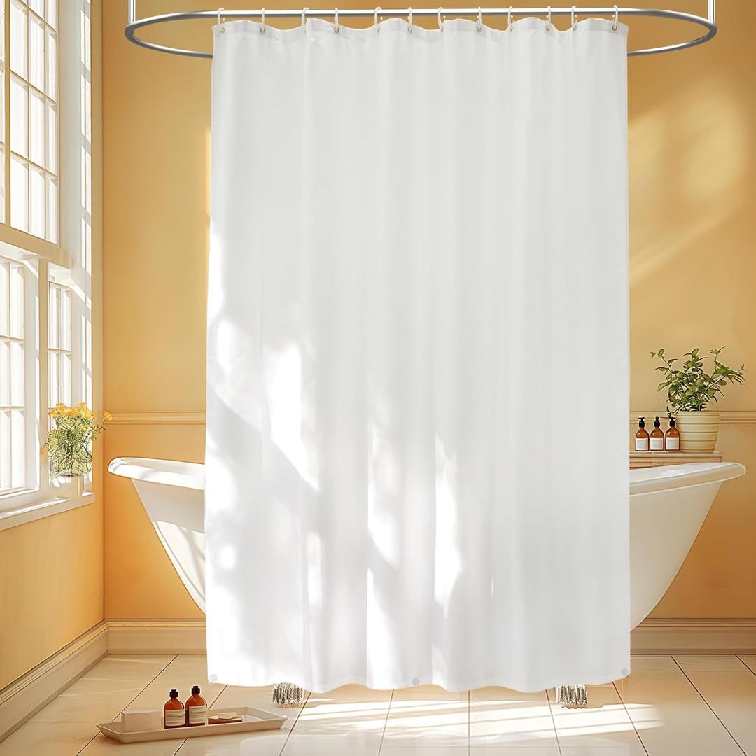 Seenus Extra Long Waterproof Fabric Shower Curtain Liner with 3 Large Magnets, 72 x 78 inch Long Cloth Shower Liner Machine Washable, White Lightweight Shower Curtain Long for Bathroom