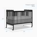 Dream On Me Carson Classic 3-in-1 Convertible Full-Size Baby Crib in Black, GreenGuard Gold & BSA, 4 Mattress Heights, Converts to Day & Toddler Bed, Locking Wheels, Classic Nursery Design