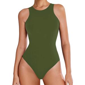 Avidlove Bodysuits for Women Crew Neck Sleeveless Body Suits Snap Closure Double Lined Tank Tops Bodysuit
