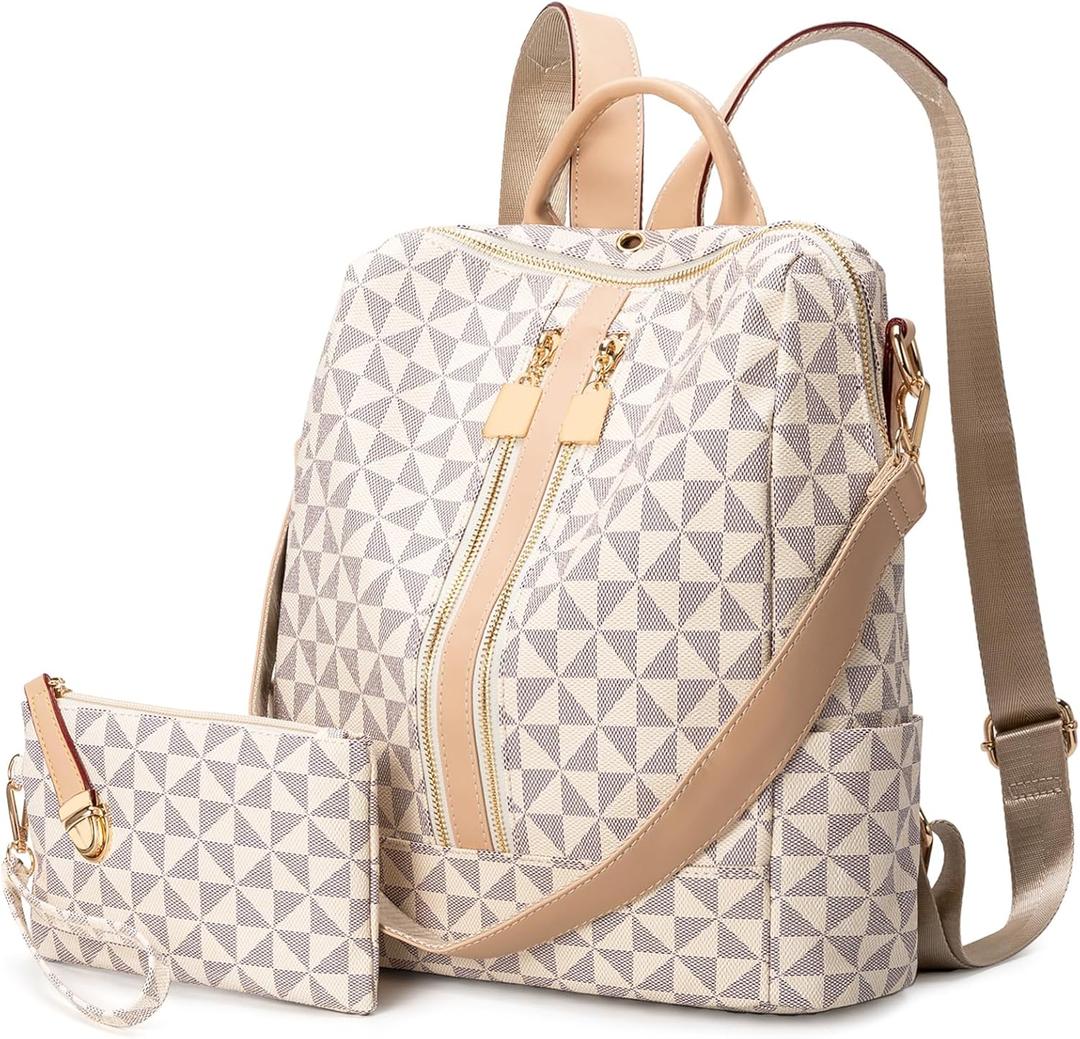 Womens Backpack Purse Leather Anti-theft Large Fashion Designer Travel Backpack Bag Men's Backpack Shoulder Bags C-white