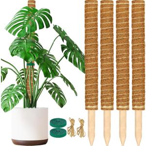 ALENEY Moss Pole, 4 Pack 17inch Monstera Plant Support Stackable Moss Poles for Plants, Coir Totem Pole Tall Moss Pole for Climbing Plants, Sphagnum, Indoor Potted Plants - Can Stacked Up to 56