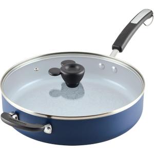 Farberware Disney Bon Voyage Ceramic Nonstick Saute Pan/Frying Pan with Lid and Helper Handle, 4.5 Quart Sauteuse Pan - Blue
