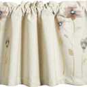 VOGOL Valances for Windows, Pink Floral Embroidered Beige Textured Window Valances for Living Room Rod Pocket Curtain Panels for Farmhouse, 52x18, One Piece (C2)