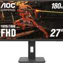 AOC 27G15 27 inch Gaming Monitor, Full HD 1920x1080, 180Hz 1ms, 1x HDMI 2.0, 1x Display Port, AMD FreeSync, HDR10, Pivot & Height Adjustable, Console Gaming Ready, 3-Year Zero-Bright-Dot