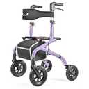 PLANET WALK Folding Rollator Walker for Seniors with 10" & 8" All-Terrain Thick Treaded Rubber Tires, 300lb Capacity Aluminum Frame, Breathable Seat & Backrest, Lightweight Mobility Aid, Purple