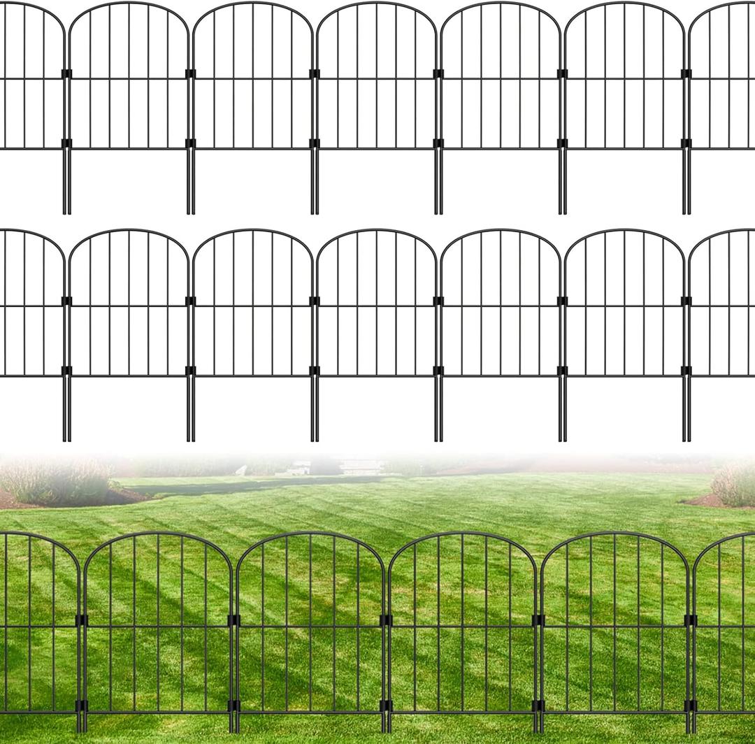 Decorative Garden Fence 25 Pack Animal Barrier Fence 27ft (L) x 24in (H) Rustproof Metal Wire Section Edging Fencing Panel for Outdoor Yard Landscape Patio, Arched