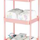 Diaper Caddy - Plastic Diaper Organizer for Nursery Essentials, Baby Organizers and Storage, Movable Cart for Changing Table & Crib, Baby Registry Search, Pink