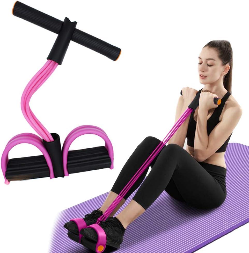 Multifunction Tension Rope, 6-Tube Elastic Yoga Pedal Puller Resistance Band, Natural Latex Tension Rope Fitness Equipment, for Abdomen/Waist/Arm/Leg Stretching Slimming Training (Pink)