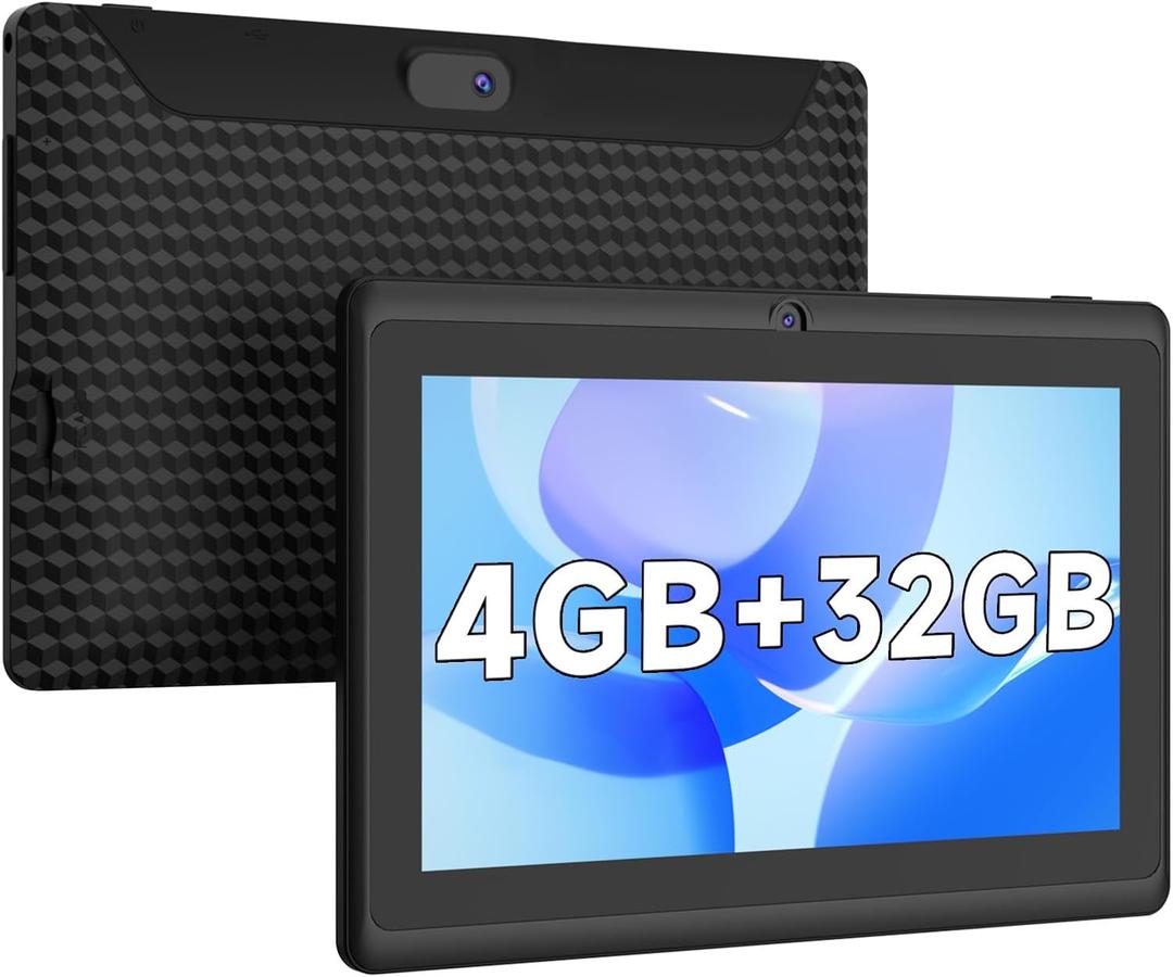 Android 12 Tablet 7 inch, 4GB(2GB+2GB Expand) RAM 32GB ROM Tablets, Quad-Core 1.5GHz Processor, Dual Camera,1024 x 600 IPS HD Display Screen,512GB Expand, WiFi, BT, 7" Tablet Black Android 12 Tablet 7 inch, 4GB(2GB+2GB Expand) RAM 32GB ROM Tablets, Quad-Core 1.5GHz Processor, Dual Camera,1024 x 600 IPS HD Display Screen,512GB Expand, WiFi, BT, 7" Tablet Black