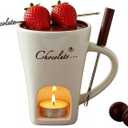 Chocolate Fondue Mug Ceramic Melting Mug Fondue Coffee Cup Melting Fondue Mug for Chocolate Cheese Butter 130 ml (W)