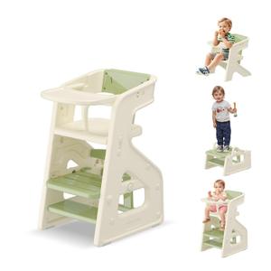 3-in-1 High Chair for Babies Kids Convertible HighChair Toddlers Adjustable Height Kitchen Step Stool for Sink Kids Chair Removable Tray Ideal for Dining Kitchen and Bathroom Use, Green