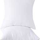 HOMESJUN Throw Pillow Inserts, 18x18 Inch Decorative for Sofa, Bed and Chair, Cotton Cover, Set of 2, White