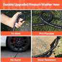 3/8" Pressure Washer Hose 25 FT, Commercial Industrial Grade Steel Wire Braided Kink Proof Extension Hose, Commercial Industrial Grade Steel Wire Braided Kink Proof Extension Hose 4500 PSI