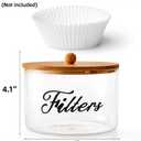 Cididu Coffee Filter Holder with Bamboo Lid, Glass Large Coffee Pod Holder for Counter, Clear Coffee Filter Dispenser Basket, K Cup Countertop Storage Container for Kitchen Cafe Bar Accessories