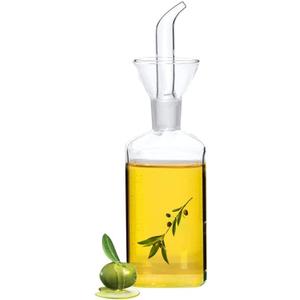 Glass Olive Oil Dispenser, No Funnel Needed Easy to Refill Oil Bottle with Pourers, Clear Cooking Oil Vinegar Dispenser Bottle Olive Oil Carafe Decanter for Kitchen BBQ (8.5oz/250ml)