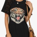 Floral Tiger Vintage Flowers Tiger Face for Tigers Lover T-Shirt, Medium