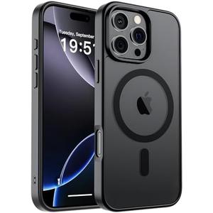 SUPFINE Magnetic for iPhone 16 Pro Case (Compatible with MagSafe) (Military Grade Drop Protection) Translucent Matte Shockproof with Anti-Fingerprint Phone Cover,Black
