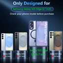 OWKEY for Samsung Galaxy S25 Edge Case 6.7'', Magnetic S25 Edge Case for Magsafe with Tempered Glass Screen, [Shockproof Military] Translucent Back Slim Bumper Cover Phone Case Galaxy s25 Edge, Blue