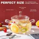 Glass Simmer Pot,83oz/2500ml Clear Glass Pots for Cooking on Stove with Lid, Large Saucepan Cookware Set for Pasta Noodle, Soup, Milk, Baby Food