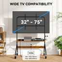 Rolling TV Stand with Power Outlet, Mobile TV Cart for 32-75 Inch TV Screen up to 110 Lbs, Easel Portable TV Stand on Wheels with Shelf for Bedroom, Corner, Living Room - V1