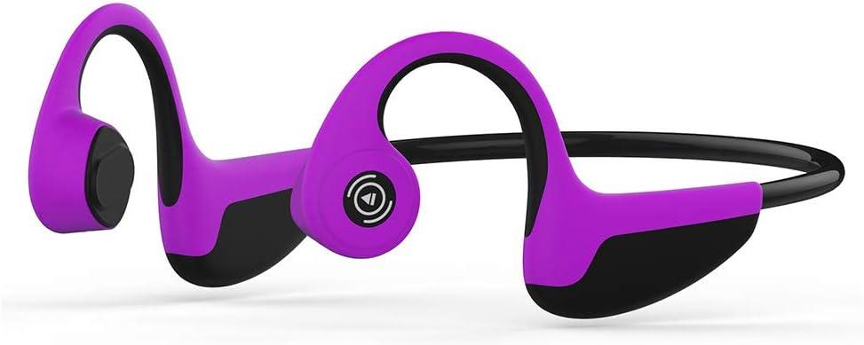 Bone Conduction Headphones Bluetooth 5.0 Open Ear Wireless Titanium HiFi Stereo with Mic Sweatproof Sports Headphones for Running Driving Cycling (Purple) (Pink)
