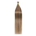 TESS Nano Bead Human Hair Extensions, Nano Ring Hairpieces Nano Tip Hair Extensions Pre-Bonded Seamless Look 50pcs/pack, 14 inch, #4RP27R Chocolate Brown Mixed Light Brown